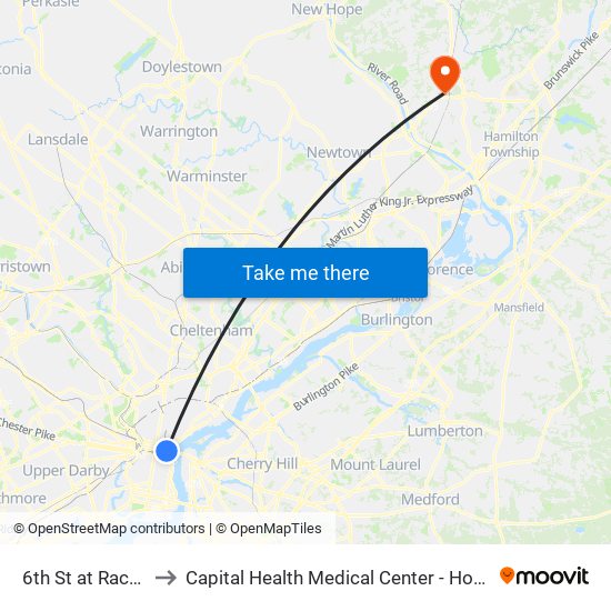 6th St at Race St to Capital Health Medical Center - Hopewell map