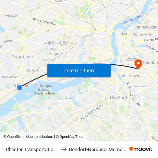 Chester Transportation Center to Bendorf-Narducci Memorial Field map