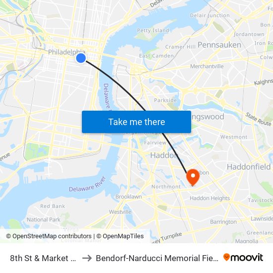 8th St & Market St to Bendorf-Narducci Memorial Field map