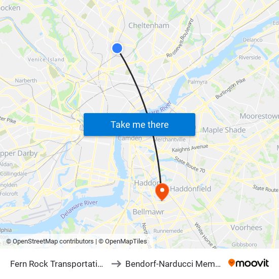 Fern Rock Transit Center to Bendorf-Narducci Memorial Field map