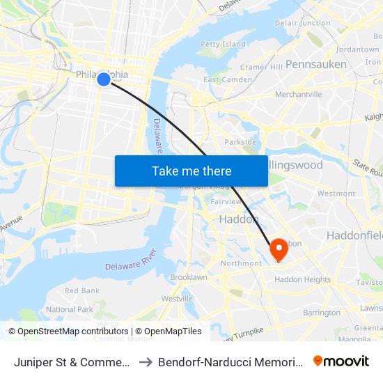 Juniper St & Commerce St to Bendorf-Narducci Memorial Field map