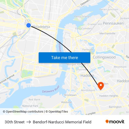 30th Street to Bendorf-Narducci Memorial Field map