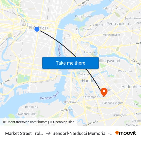 Market Street Trolley to Bendorf-Narducci Memorial Field map