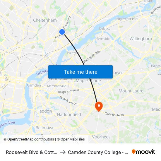 Roosevelt Blvd & Cottman Av - FS to Camden County College - Rohrer Center map