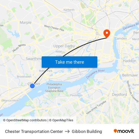 Chester Transportation Center to Gibbon Building map