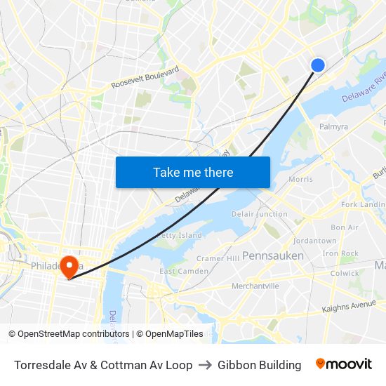 Torresdale Av & Cottman Av Loop to Gibbon Building map