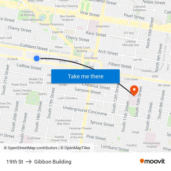 19th St to Gibbon Building map