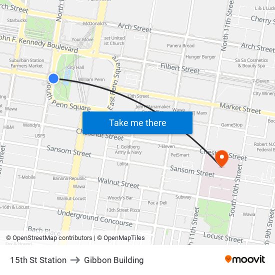 15th St Station to Gibbon Building map