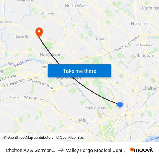 Chelten Av & Germantown Av - FS to Valley Forge Medical Center And Hospital map