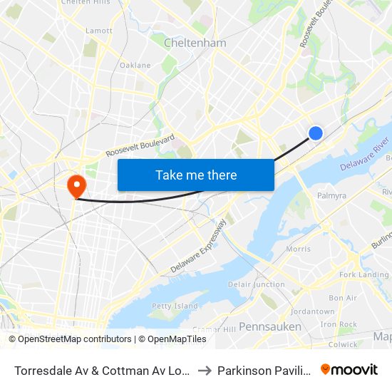 Torresdale Av & Cottman Av Loop to Parkinson Pavilion map