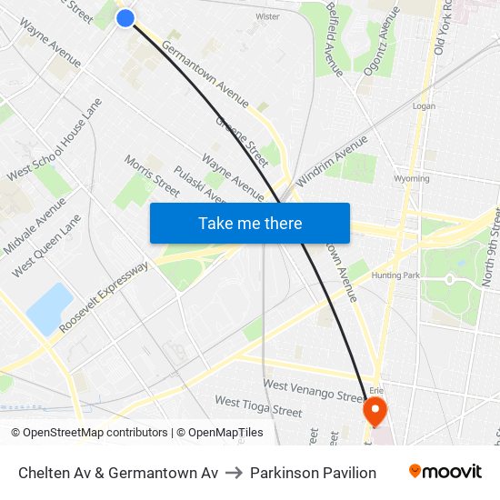 Chelten Av & Germantown Av to Parkinson Pavilion map