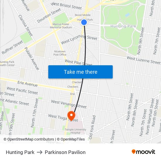 Hunting Park to Parkinson Pavilion map