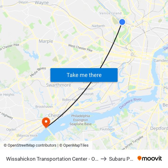 Wissahickon Transportation Center - Onsite to Subaru Park map