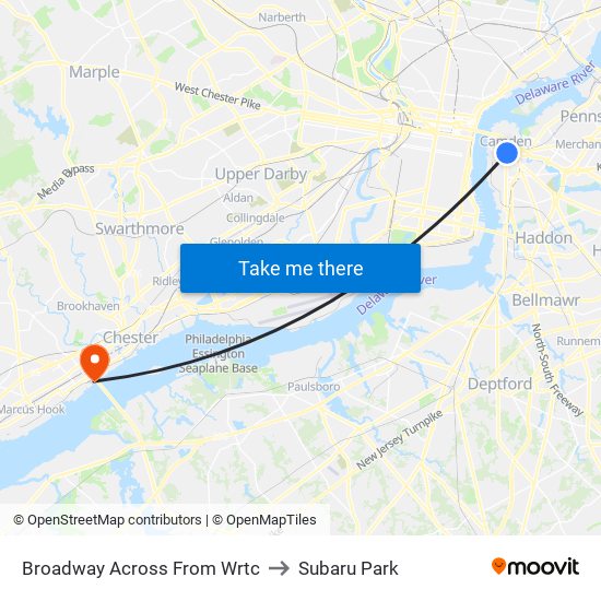 Broadway Across From Wrtc to Subaru Park map