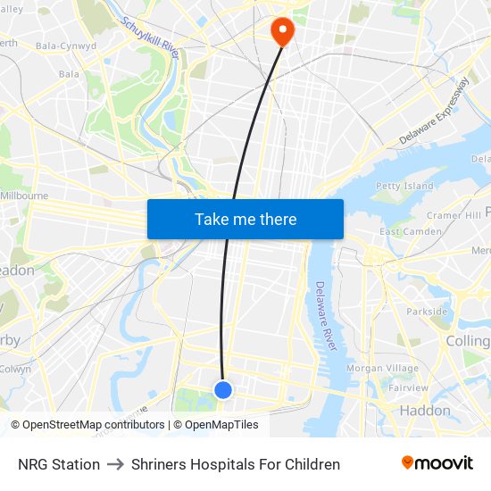 NRG Station to Shriners Hospitals For Children map