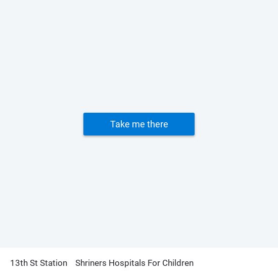 13th St Station to Shriners Hospitals For Children map