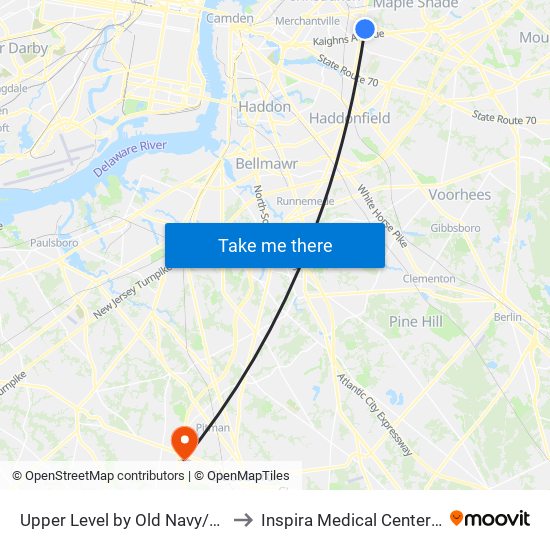 Upper Level by Old Navy/Lens Crafters to Inspira Medical Center Mullica Hill map