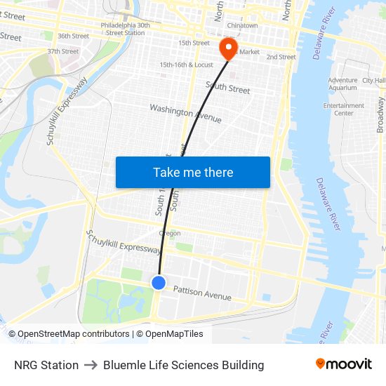NRG Station to Bluemle Life Sciences Building map