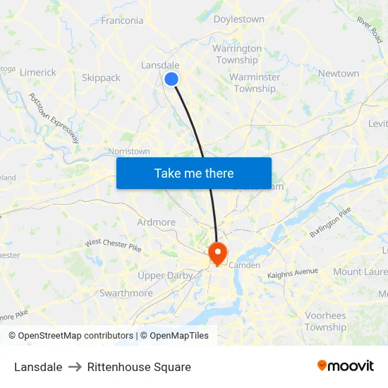 Lansdale to Rittenhouse Square map