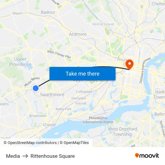 Media to Rittenhouse Square map