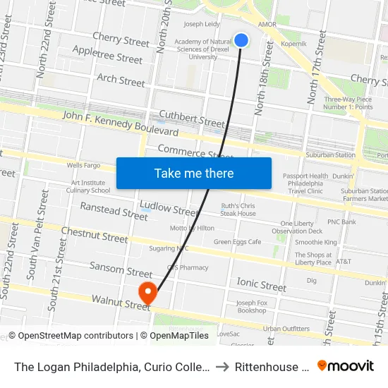 The Logan Philadelphia, Curio Collection by Hilton to Rittenhouse Square map