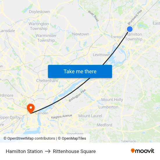 Hamilton Station to Rittenhouse Square map