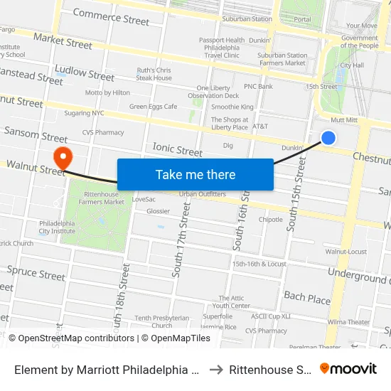 Element by Marriott Philadelphia Downtown to Rittenhouse Square map