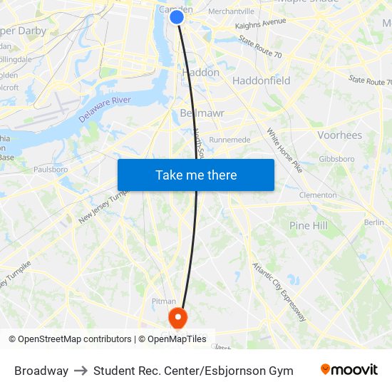 Broadway to Student Rec. Center / Esbjornson Gym map