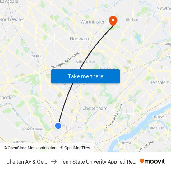 Chelten Av & Germantown Av - FS to Penn State Univerity Applied Research Lab Anechoic Chamber map