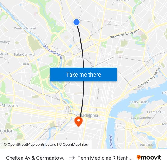 Chelten Av & Germantown Av to Penn Medicine Rittenhouse map