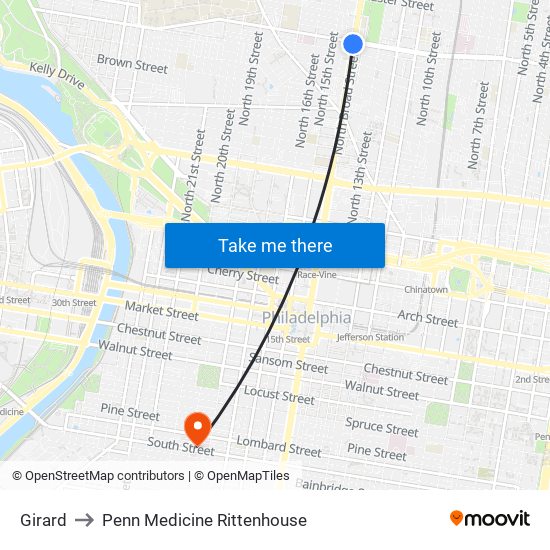 Girard to Penn Medicine Rittenhouse map