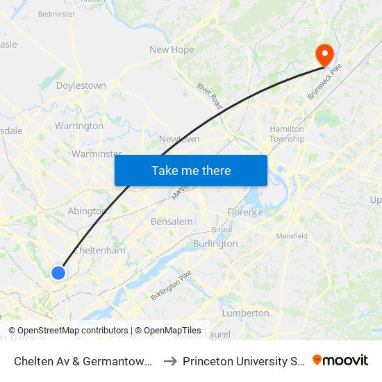 Chelten Av & Germantown Av - FS to Princeton University Stadium map