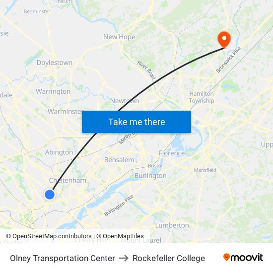 Olney Transportation Center to Rockefeller College map