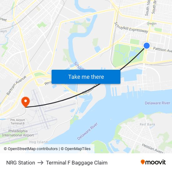 NRG Station to Terminal F Baggage Claim map