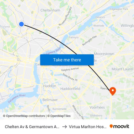 Chelten Av & Germantown Av - FS to Virtua Marlton Hospital map