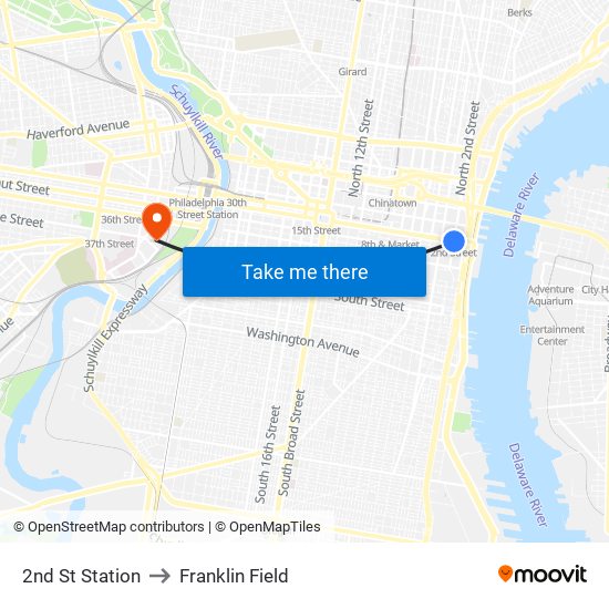 2nd St Station to Franklin Field map