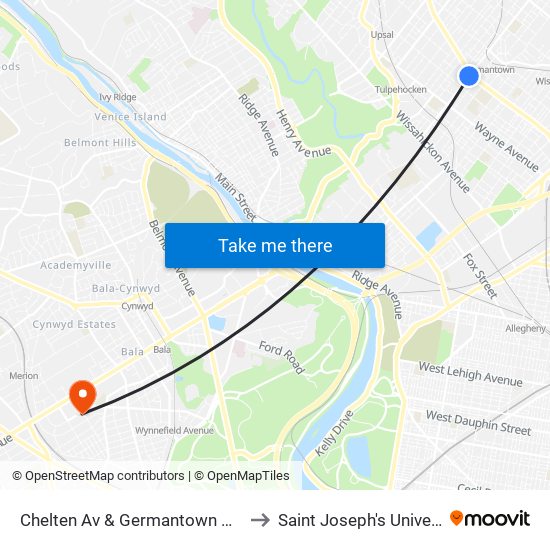 Chelten Av & Germantown Av - FS to Saint Joseph's University map