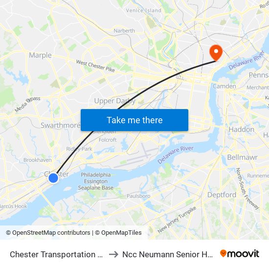 Chester Transportation Center to Ncc Neumann Senior Housing map