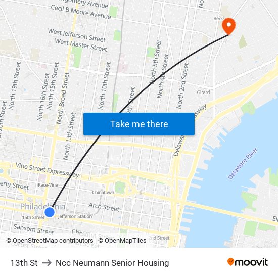 13th St to Ncc Neumann Senior Housing map