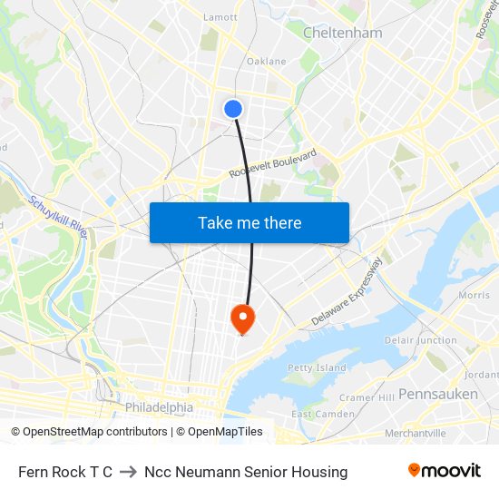 Fern Rock T C to Ncc Neumann Senior Housing map