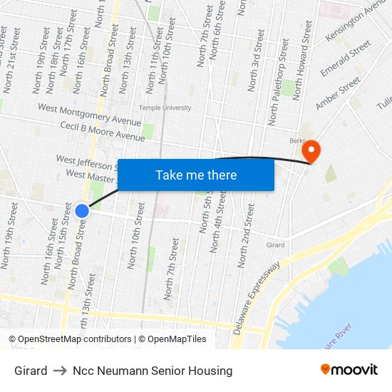 Girard to Ncc Neumann Senior Housing map