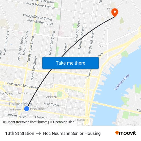 13th St Station to Ncc Neumann Senior Housing map