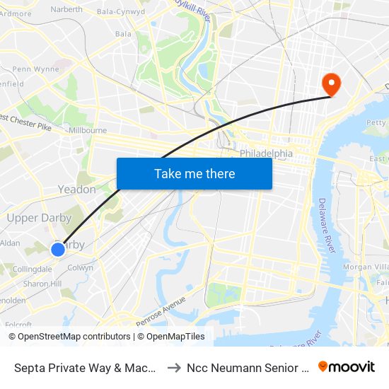 Septa Private Way & Macdade Blvd to Ncc Neumann Senior Housing map
