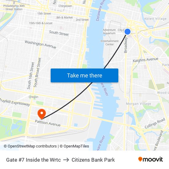 Gate #7 Inside the Wrtc to Citizens Bank Park map