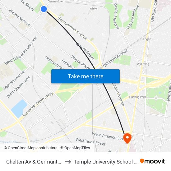 Chelten Av & Germantown Av - FS to Temple University School Of Medicine map