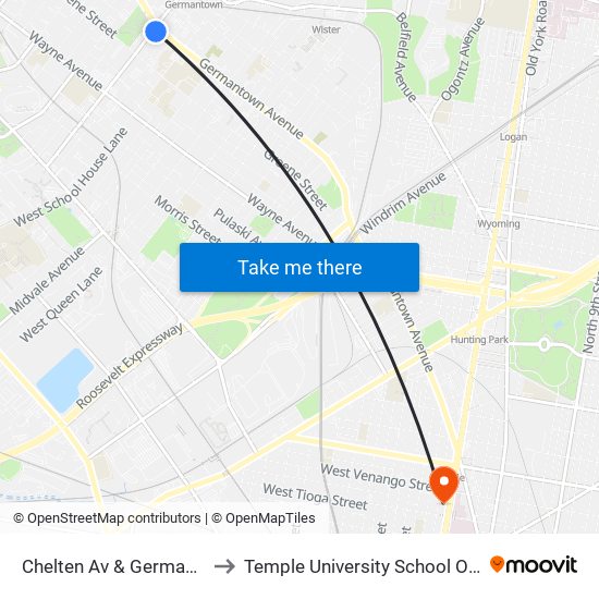 Chelten Av & Germantown Av to Temple University School Of Medicine map