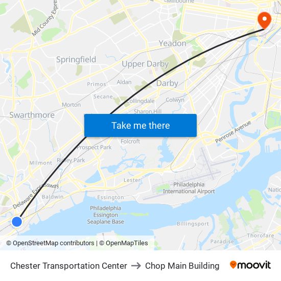 Chester Transportation Center to Chop Main Building map