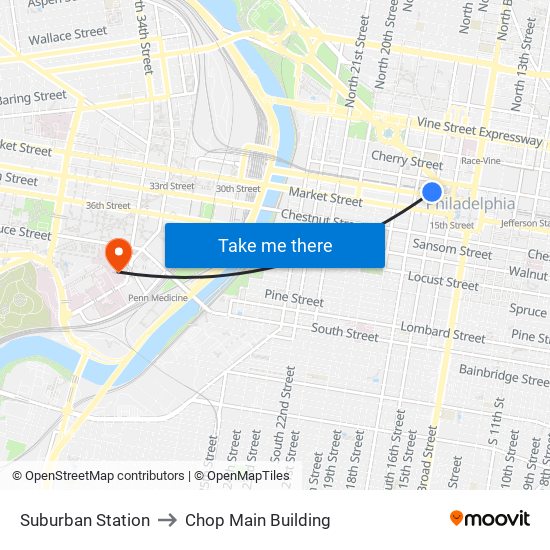 Suburban Station to Chop Main Building map
