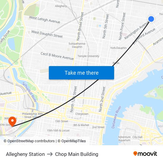 Allegheny Station to Chop Main Building map