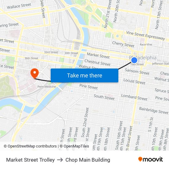 Market Street Trolley to Chop Main Building map